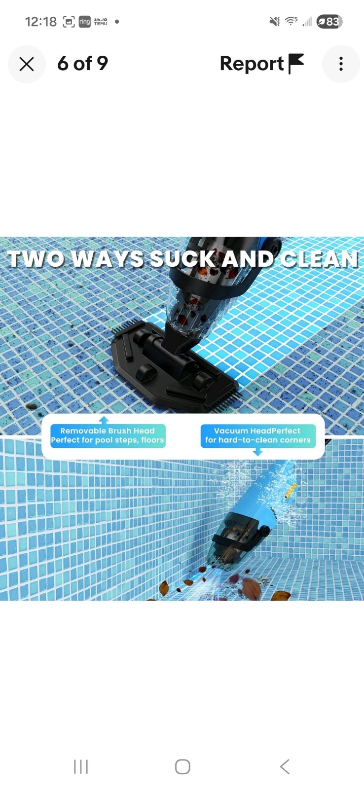 Handheld Pool Vacuum Cordless Powered Pool and Spa Vacuum Rechargeable Vacuum
