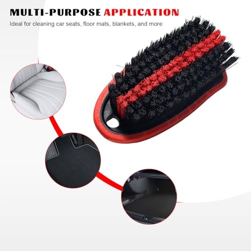 Carpet and Upholstery Cleaning Brush, Car Interior Leather Brush Stiff Red