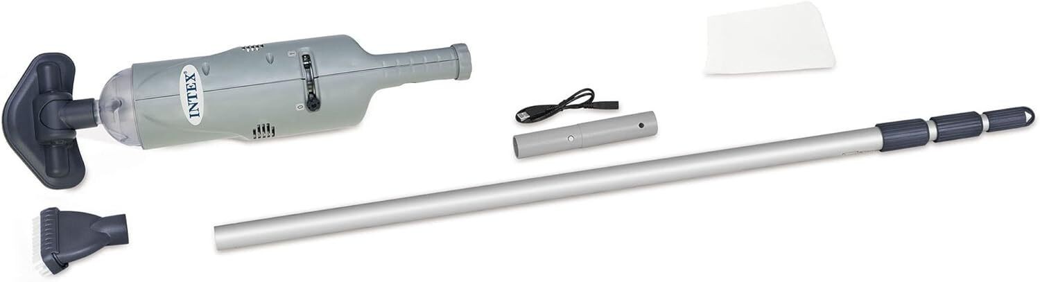 Handheld Pool Vacuum Cleaner Rechargeable 94 Inch Telescoping Shaft Gray