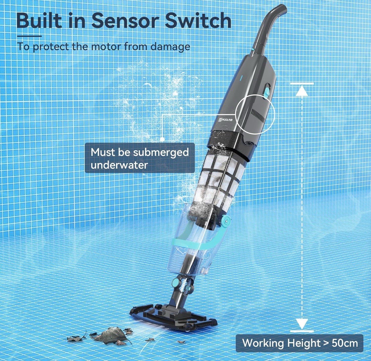 Cordless Rechargeable Pool Vacuum Handheld Pool Cleaner with Telescopic Pole