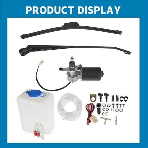 12V Electric Motor Windshield Wiper with Washer Pump Kit Replacement for