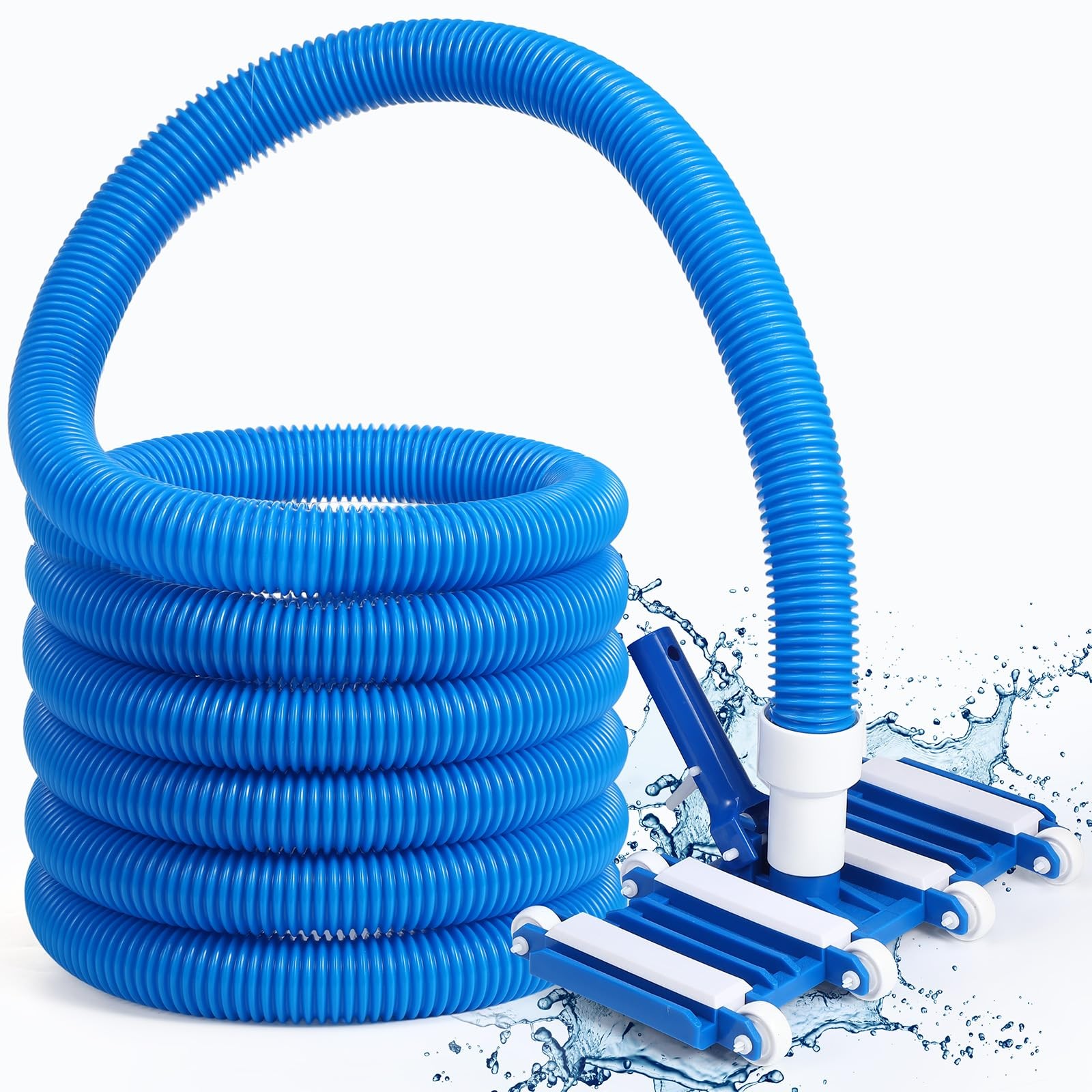 Pool Vacuum Kit with 14&Prime; Head, Flexible Wheels & 18 FT Hoses for Cleaning