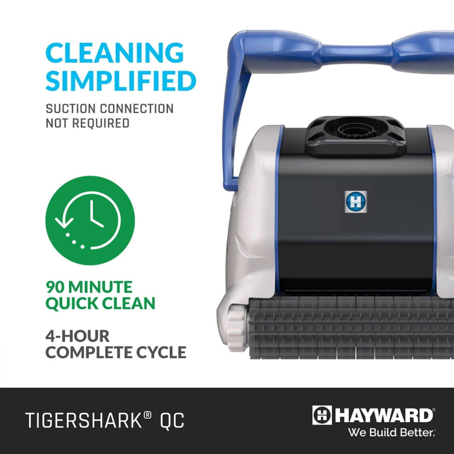 Hayward TigerShark QC Robotic Automatic Pool Cleaner, 19.7 in, Quick Clean
