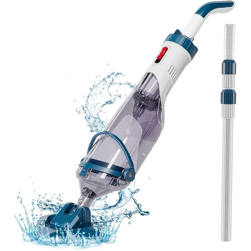 Cordless Pool Vacuum Cleaner Strong Suction 60min Runtime 7.3ft Pole Filter Bags