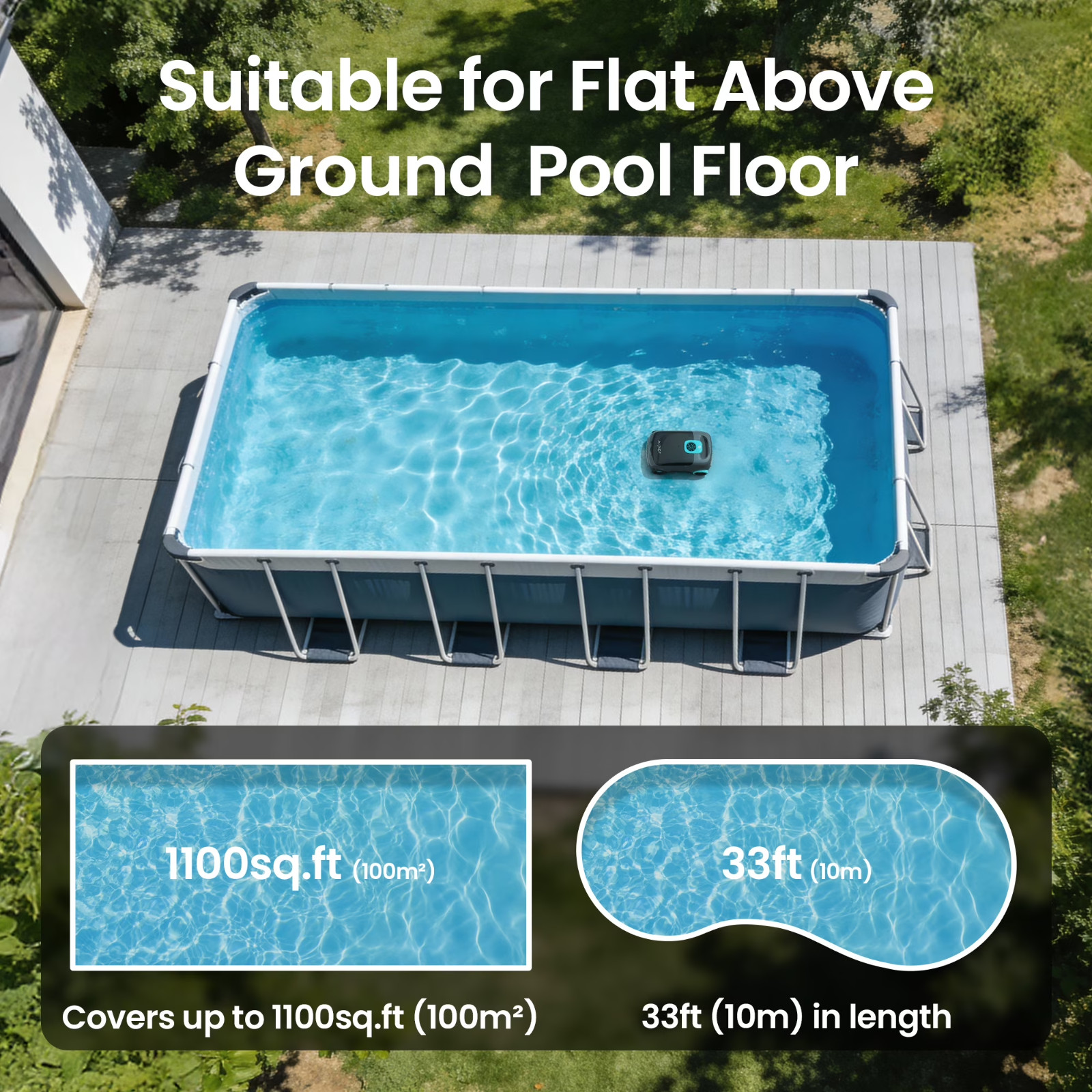 Aiper Scuba 1100W Cordless Robotic Pool Cleaner for Above-ground and Flat-floore