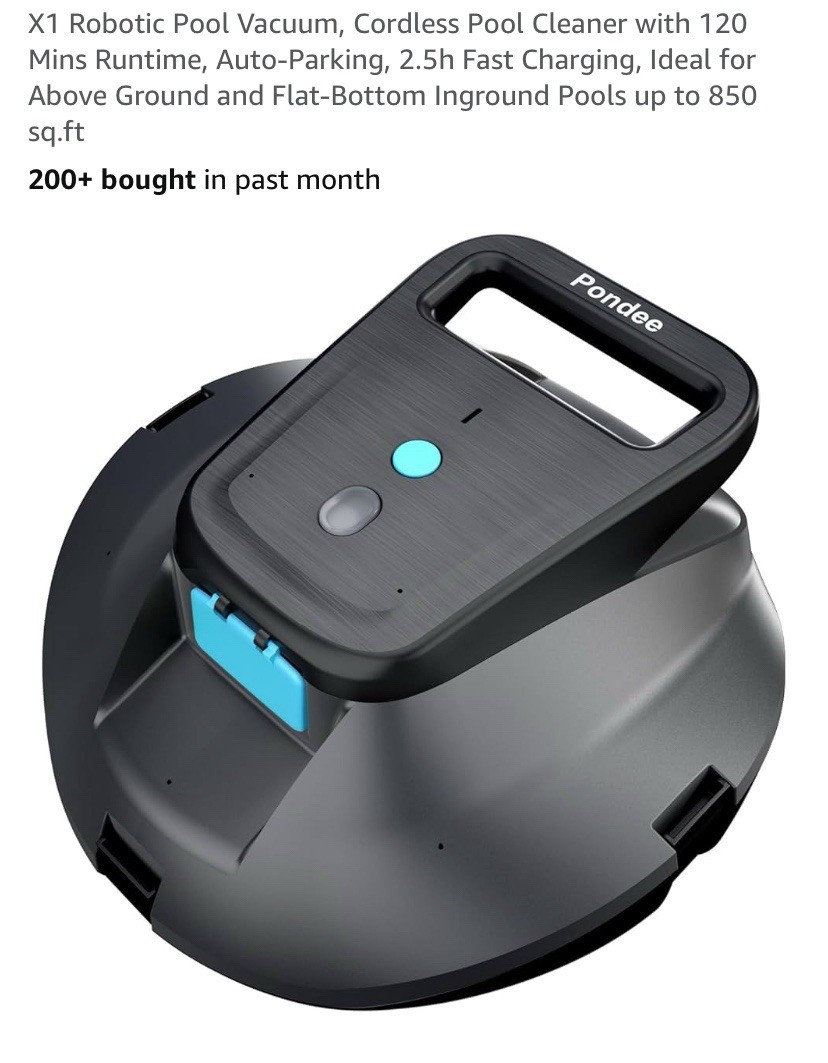 X1 Robotic Pool Vacuum, Cordless Pool Cleaner with 120 Mins Runtime, Auto-Par…