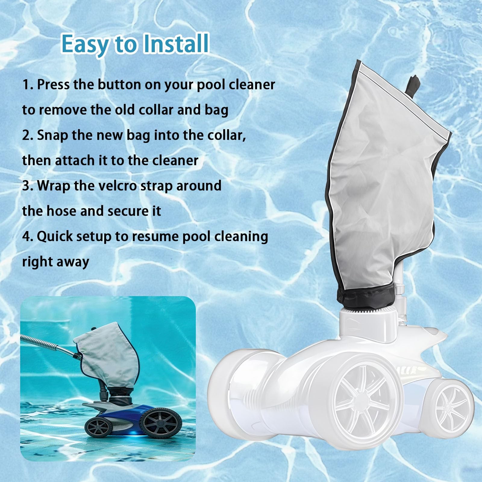 Racer Pool Cleaner Bag for Pentair 360240, 360228, LS360330 with Hook & Loop …
