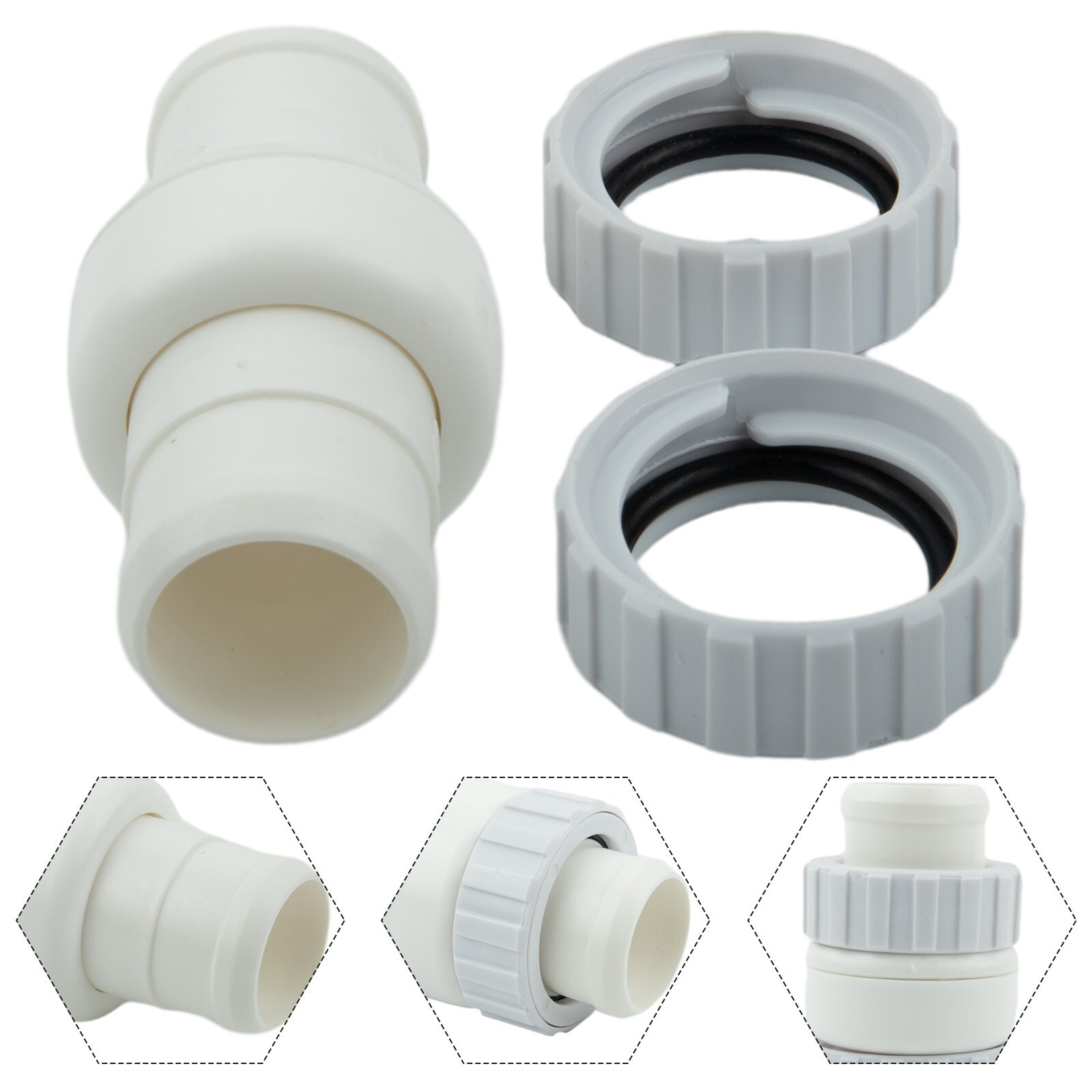 1pc Hose Swivel 2Pcs Hose Nut Connects Quickly Easy To Use Pool Cleaner