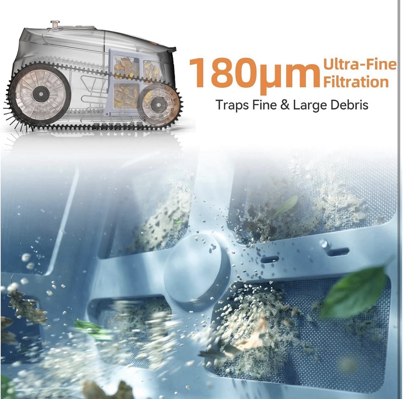 Smart Cordless Robotic Pool Cleaner Wall Climbing 3H Runtime, Salt/Fresh Water