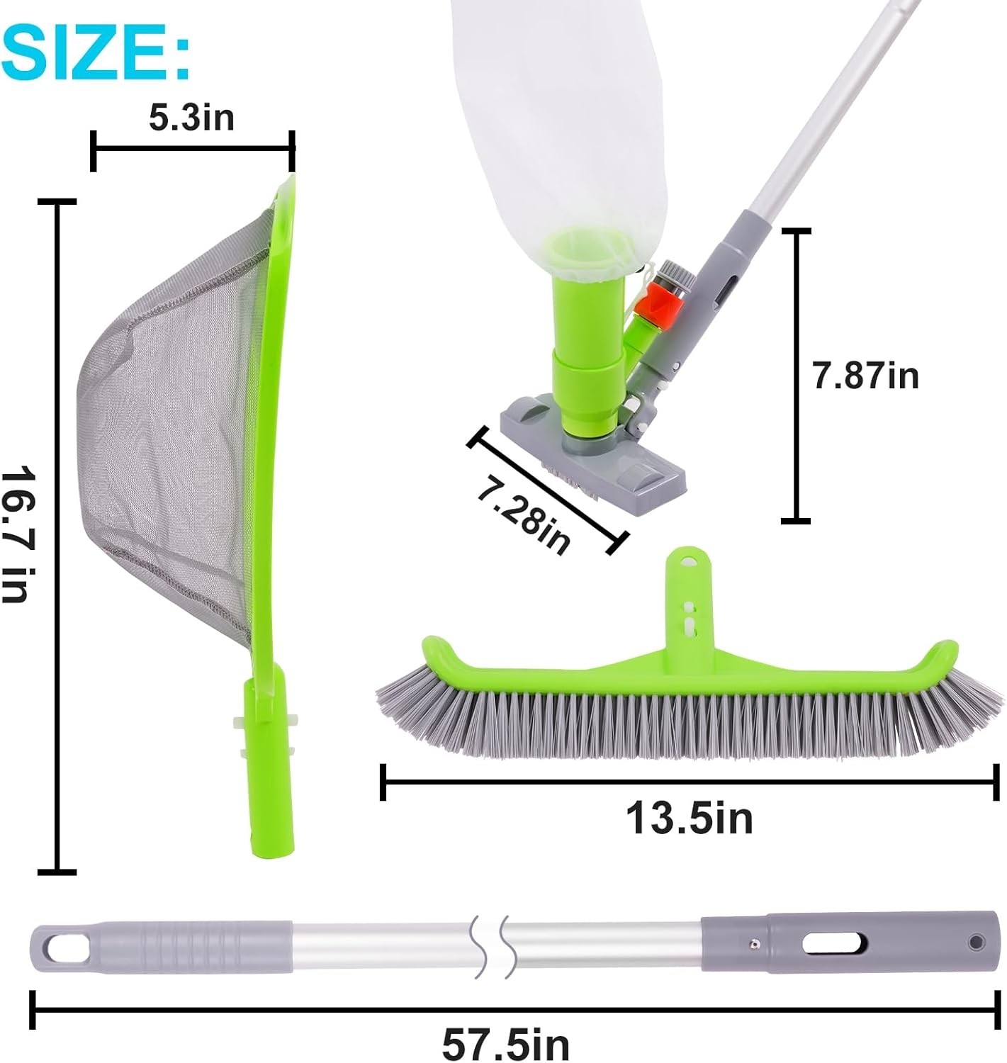 Pool Vacuum Kit Brush Net Hose Adapter Pole Skimmer Cleaner Above Ground Spa