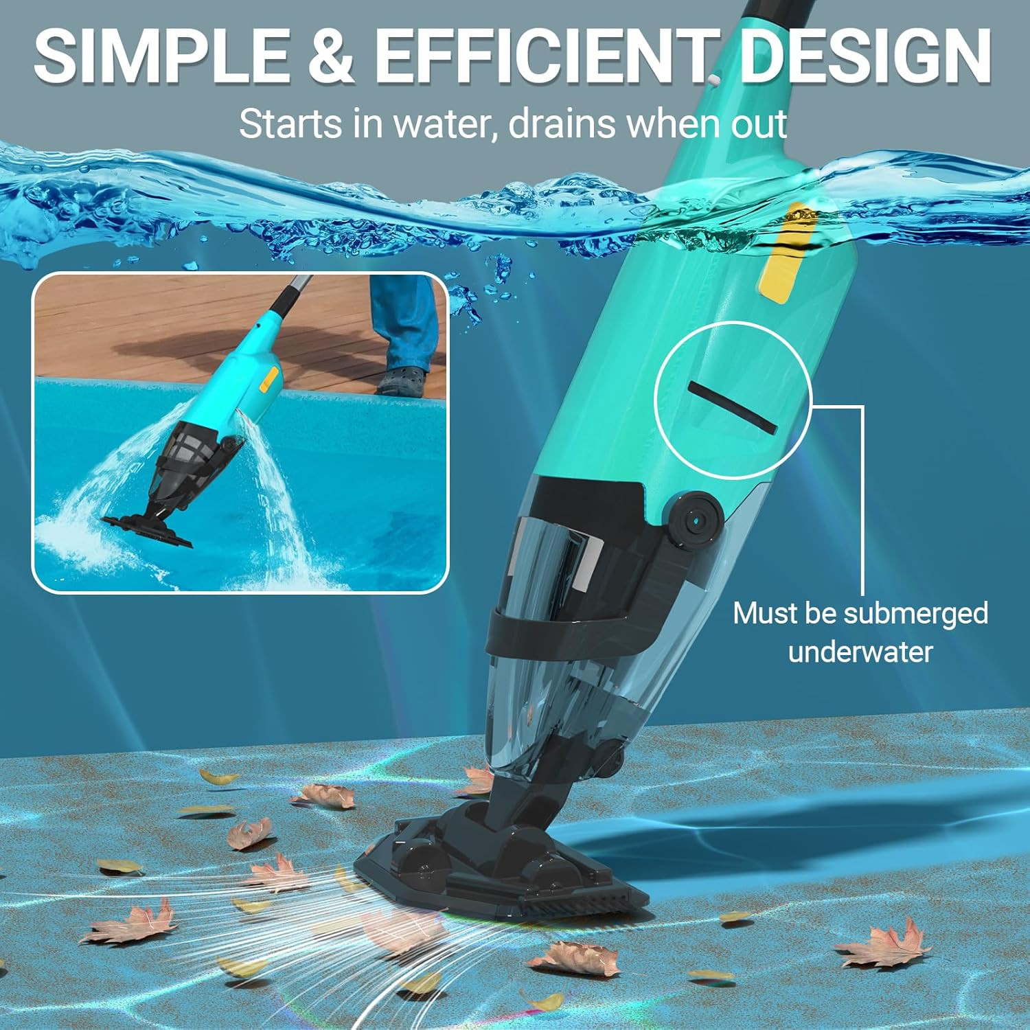 Cordless Handheld Pool Vacuum for above Ground Pool, 18GPM Powerful Suction/87”