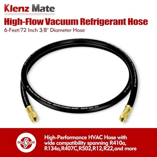 2026 Upgraded 3/8&Prime; HVAC Vacuum Hose,72“ Refrigerant Charging Hose, Black 6Ft