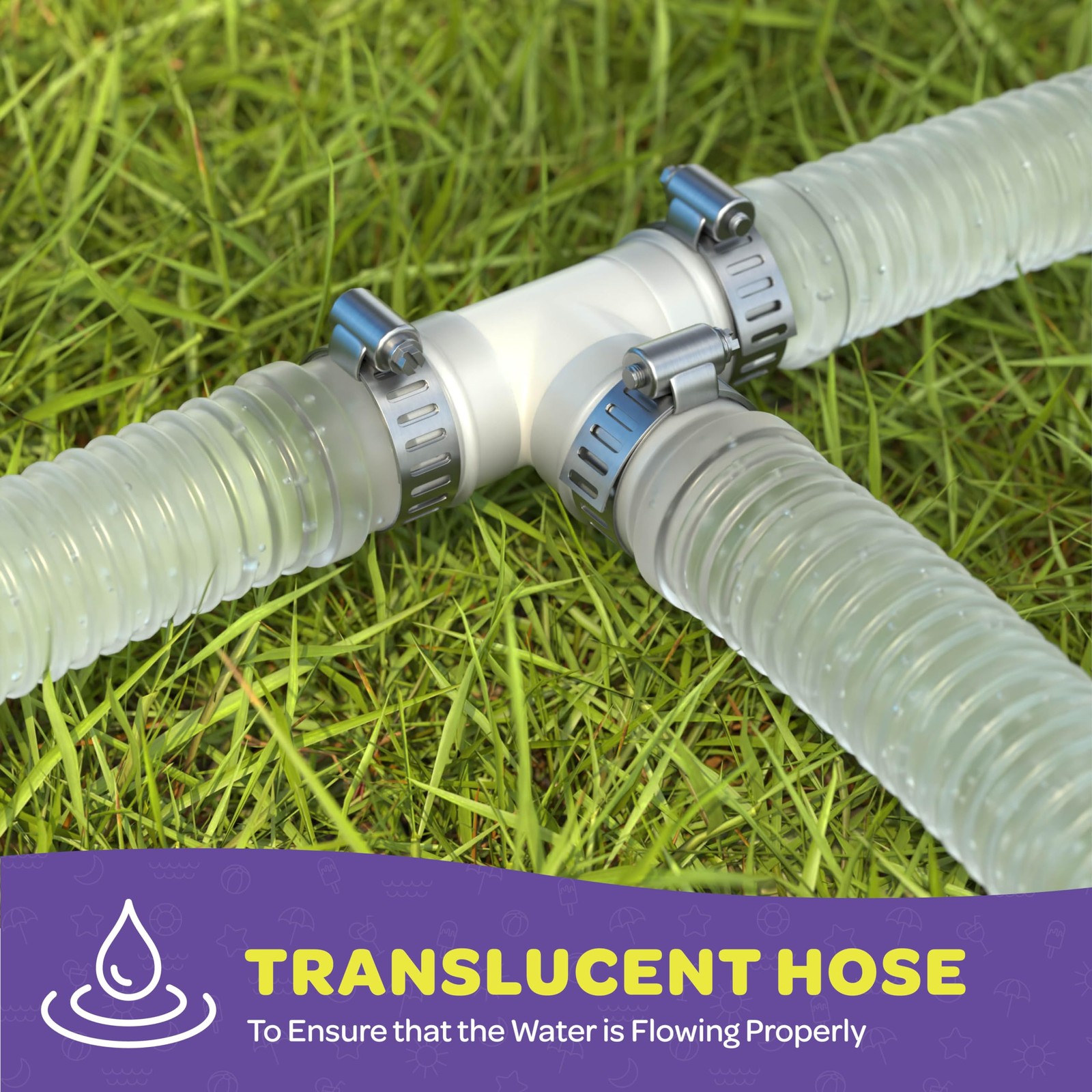 Replacement Hose For Above Ground 59 inches (L) x 1.25 (D), Clear