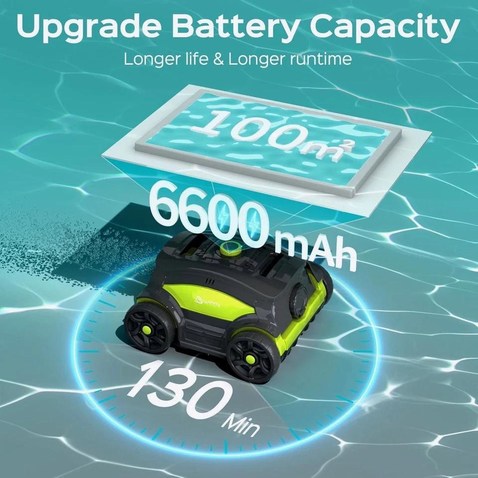 WINNY POOL CLEANER WY1103 Pool Robot, Cordless Pool with Battery, 120m²