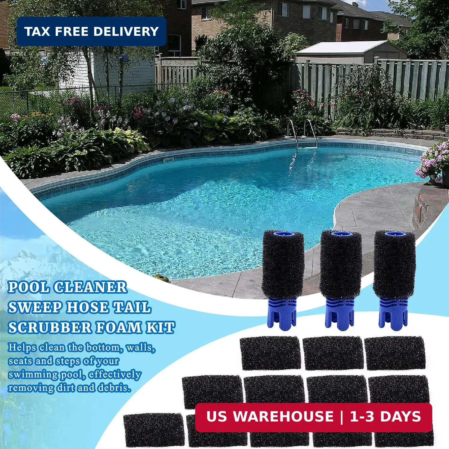 Pool Cleaner Sweep Hose Tail Scrubber and Prefilter Sponge Kit Fit for Polaris 3