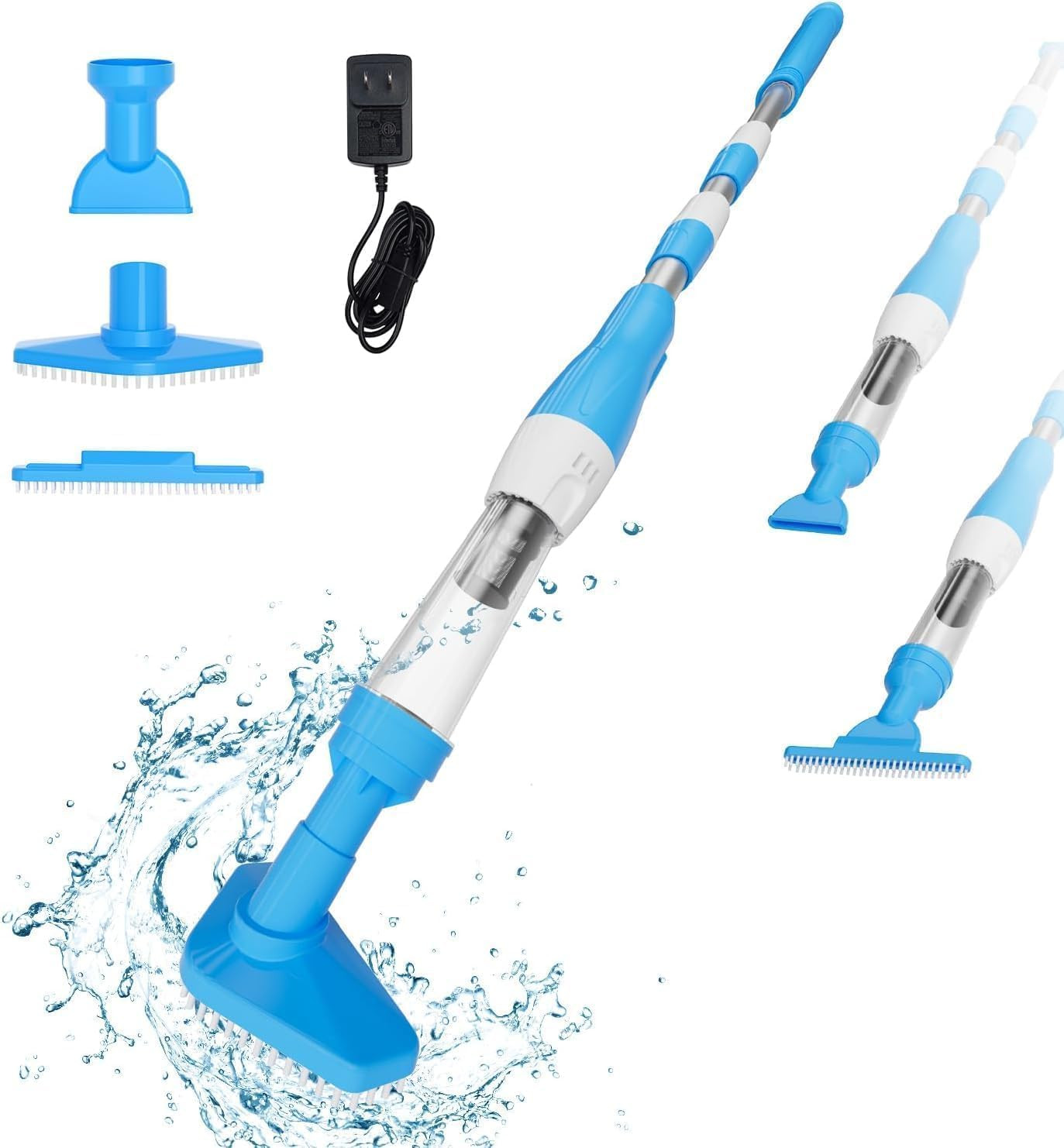 3 in 1 Cordless Rechargeable Pool Vacuum, Handheld Pool Cleaner Ideal for Spas,