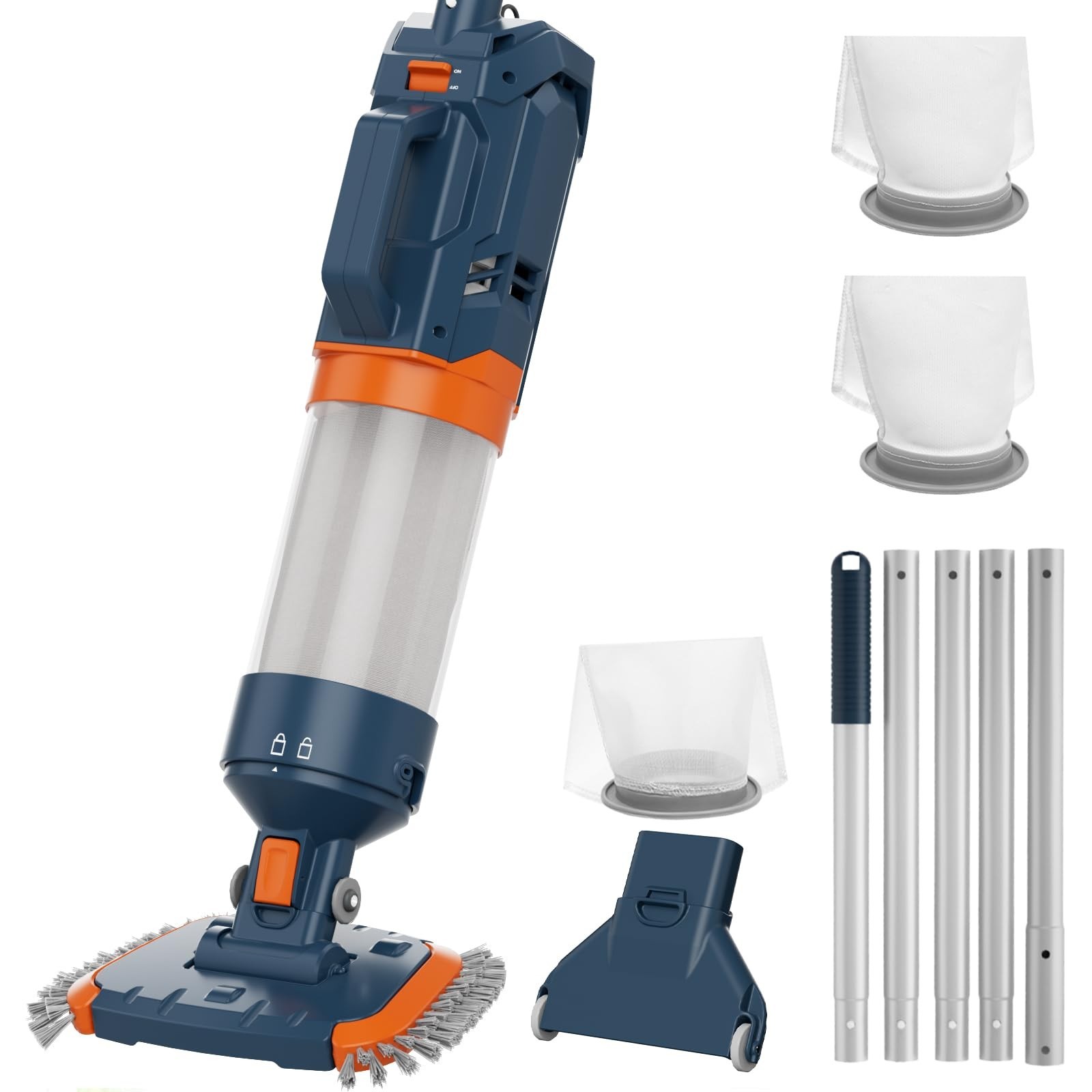 Cordless Pool Vacuum – Powerful Suction 18.9GPM, 100in Runtime, Ultra Fine Filte