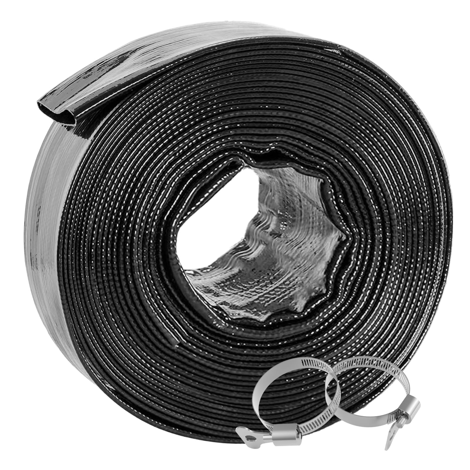 Poolvio Backwash Hose 1-1/2&Prime; x 50 ft, Heavy-Duty x 50 Black
