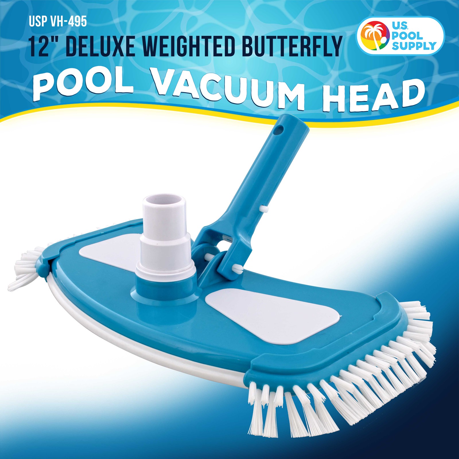 U.S. Pool Supply Deluxe Weighted Pool Vacuum Head with Side Brushes, Vinyl Liner