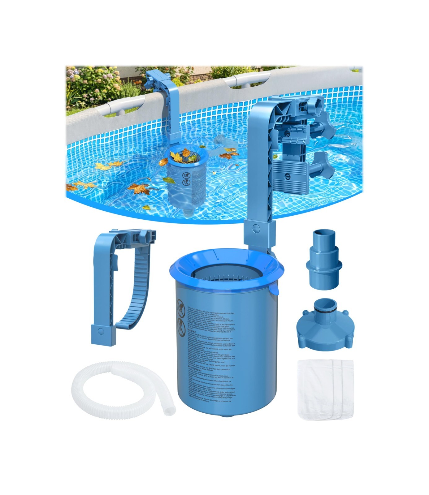 2026 Above Ground Pool Skimmer with 3 Socks | Wall Mount Surface Cleaner, Anti-T