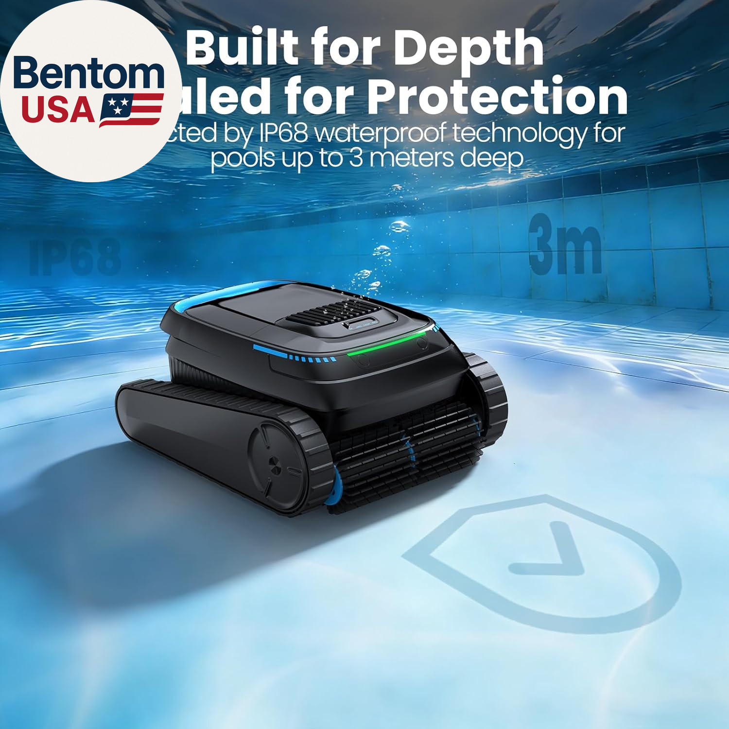 Robotic Pool Vacuum PC10, Cordless Pool Cleaner Robot for Inground & above Groun