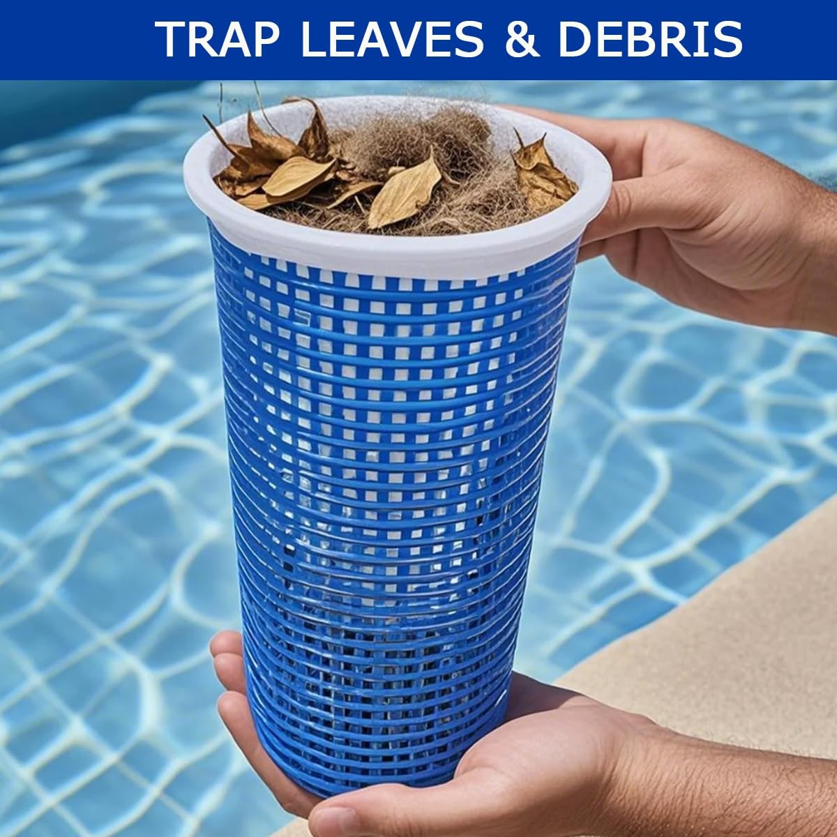 Large Inline Pool Leaf Catcher Canister for Vacuum with 6 Skimmer Socks