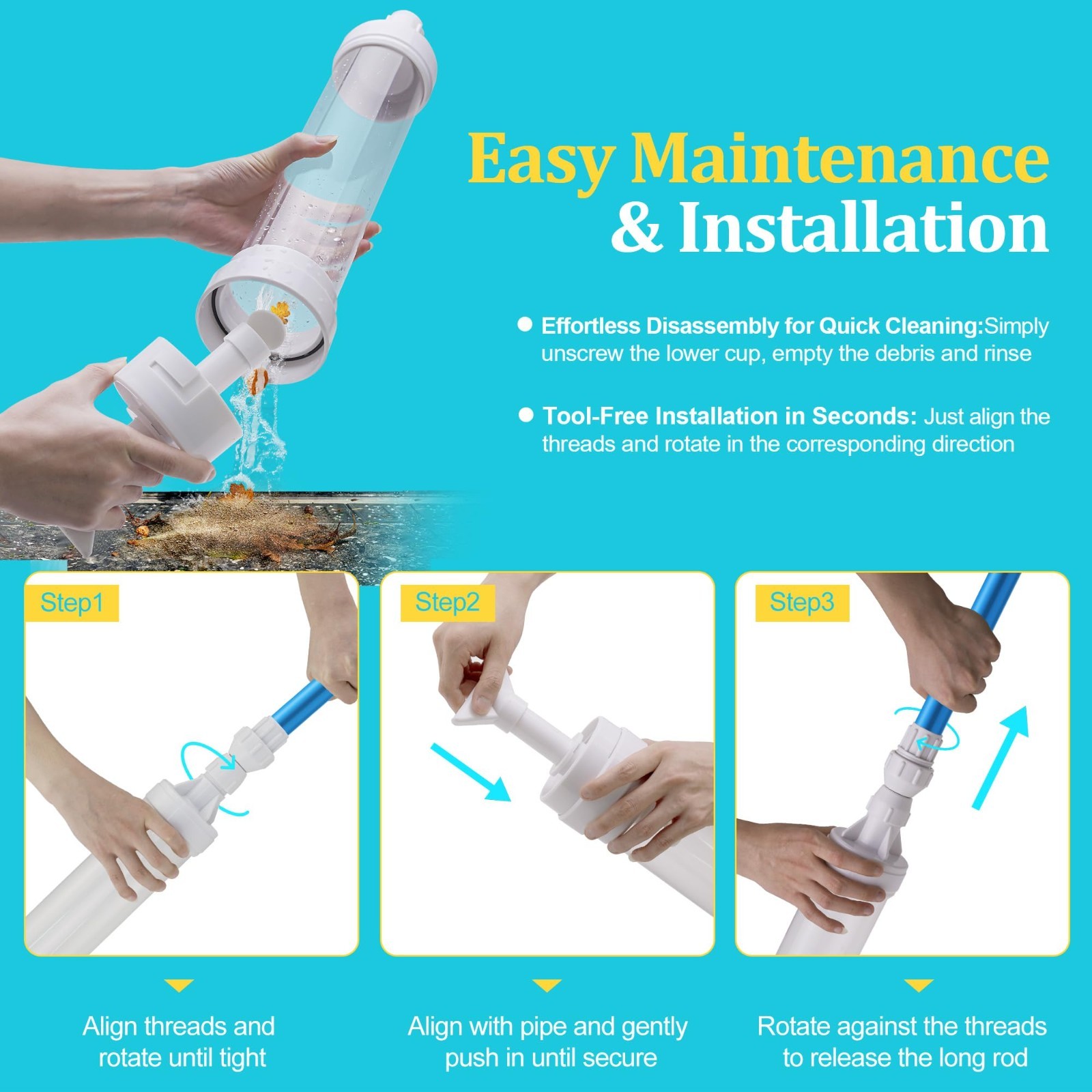 Manual Spa Vacuum for Hot Tub – Water Pressure Cleaner, No Pump or Batteries, Te