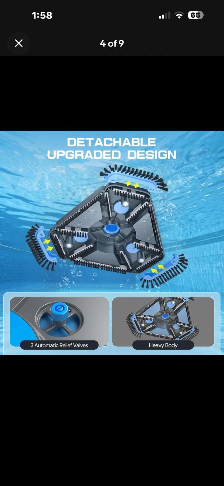 Upgrade Pool Vacuum Head with Side Brush & 360° Swivel Cuff, Heavy Duty Manual K