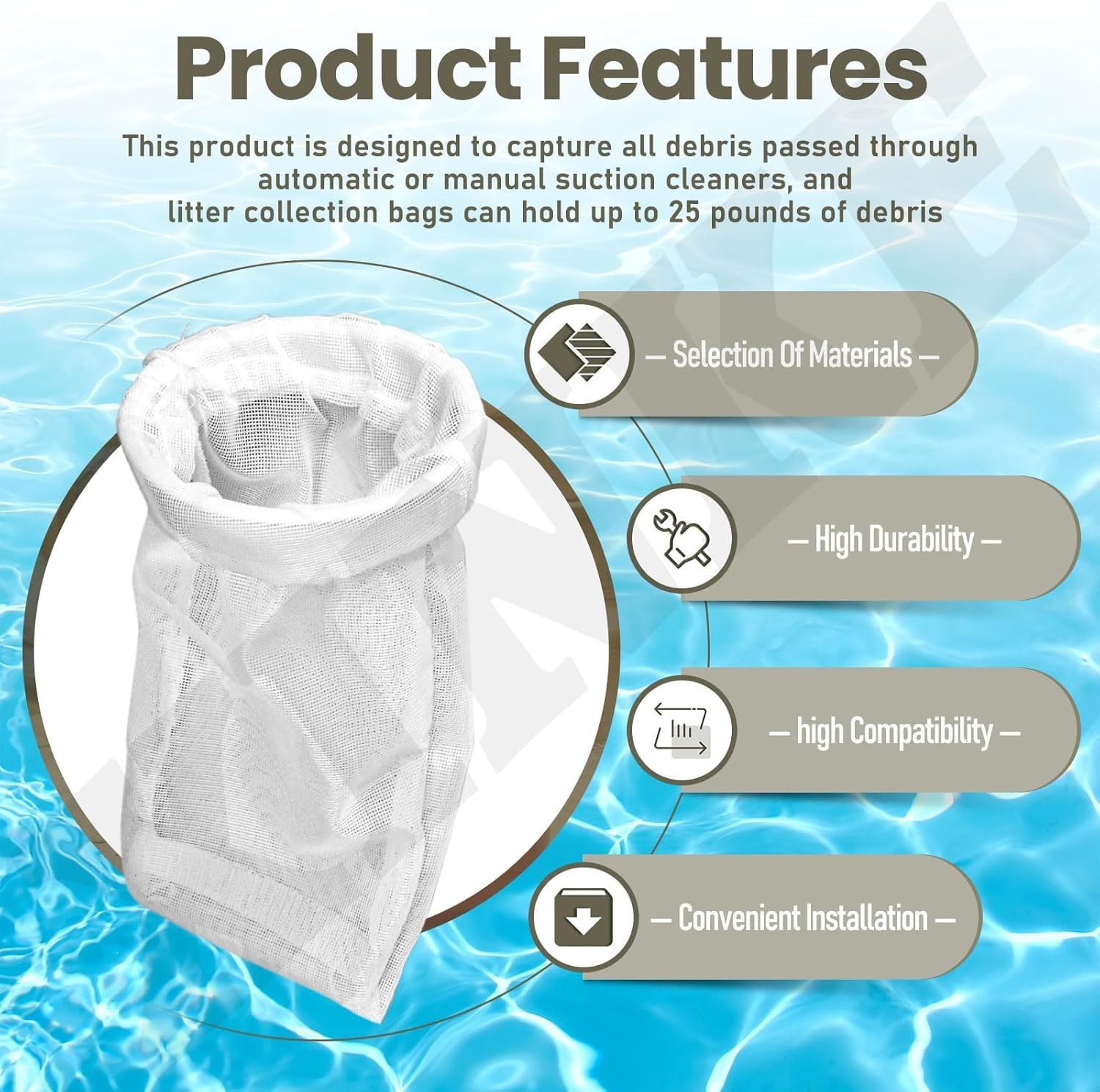 Efficient Permanent Pool Leaf Canister Bag for Hayward Series W530 Pools