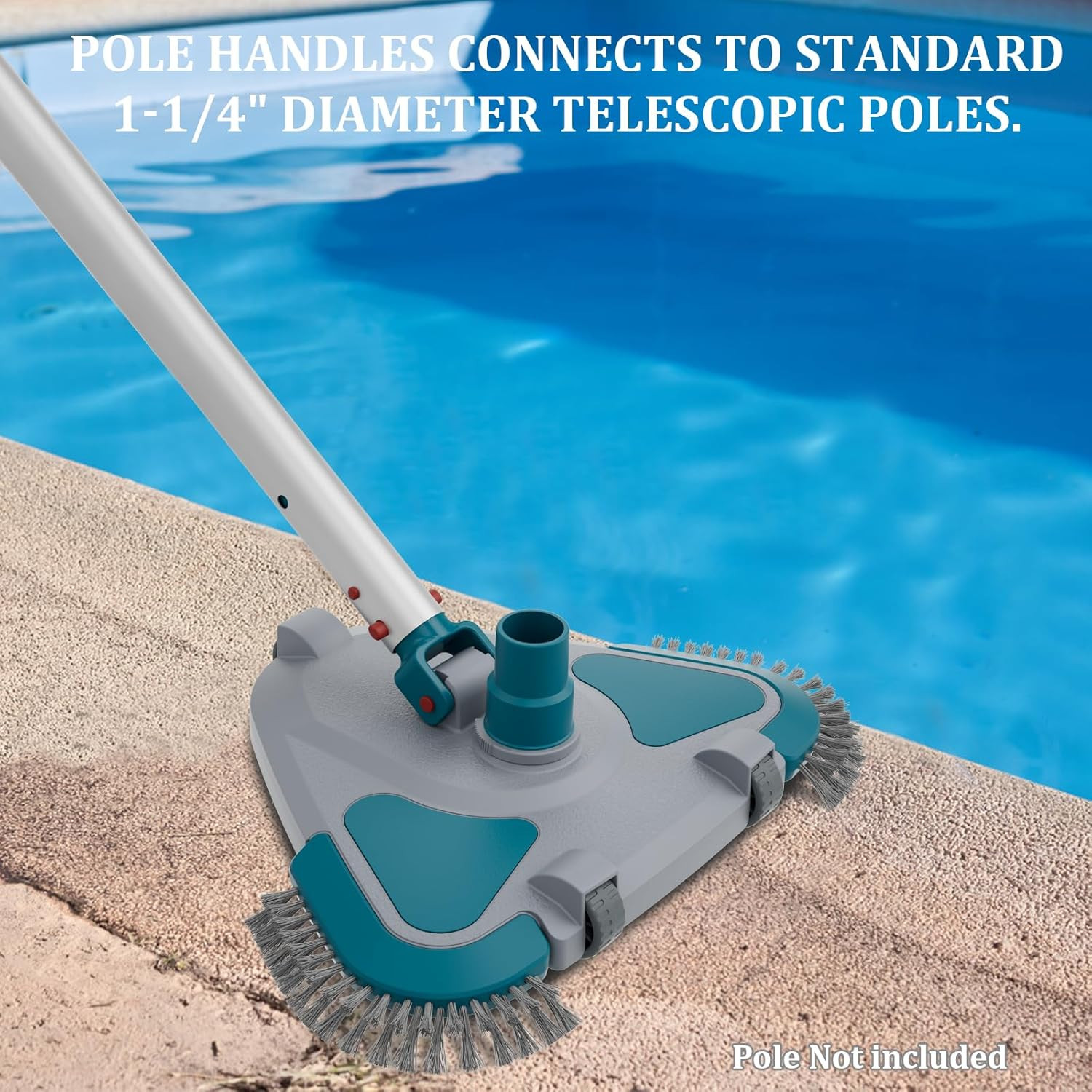Upgrade Pro Weighted Triangular Pool Rotative Vacuum Head with Brush & EZ Clip H