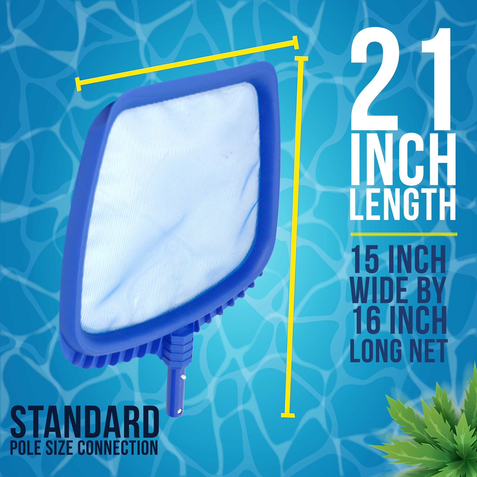 Professional Heavy Duty Pool Leaf Skimmer Net, Fits Standard Swimming Pool Poles