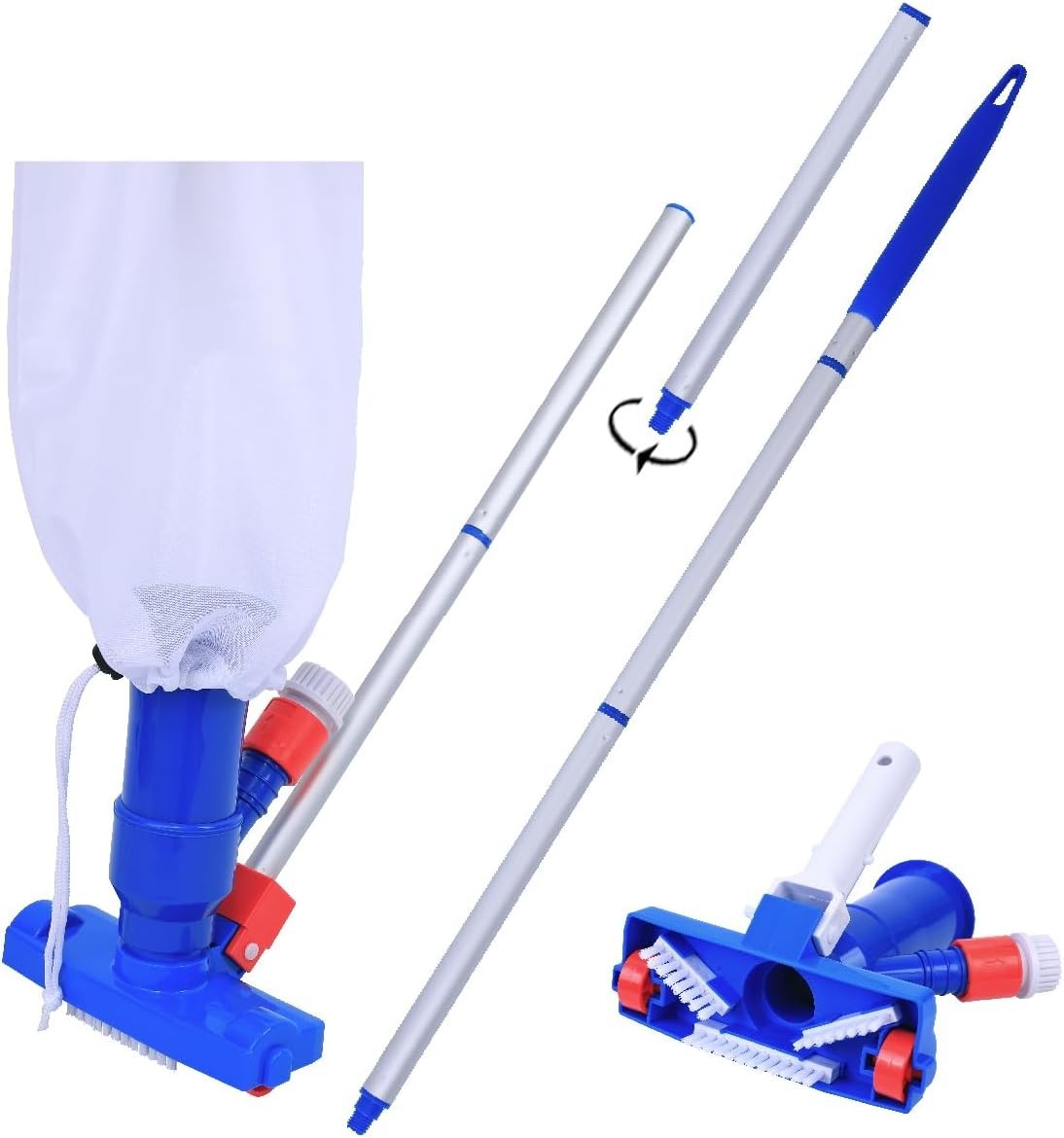 Water Pressure Powered Jet Vacuum with Extra Head Handle for Easy Pool Cleaning