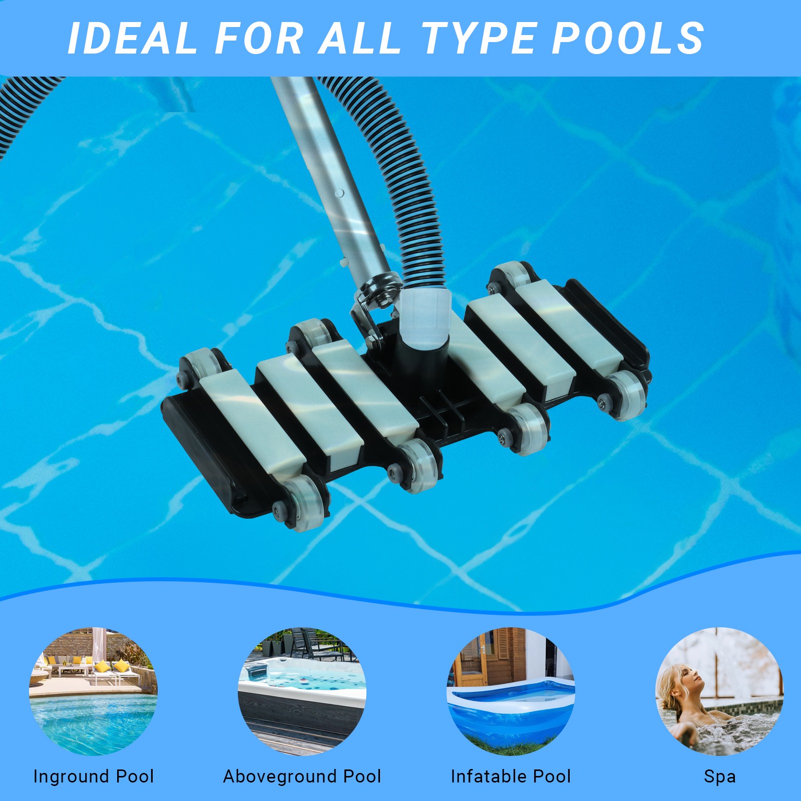 Swimming Pool Vacuum Head, Professional Flexible Pool Cleaner for In-Ground