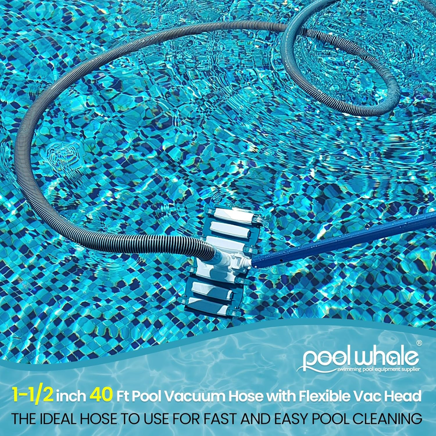Professional 1-1/2-Inch X 40-Feet Swimming Pool Vacuum Hoses and Weighted Rotata