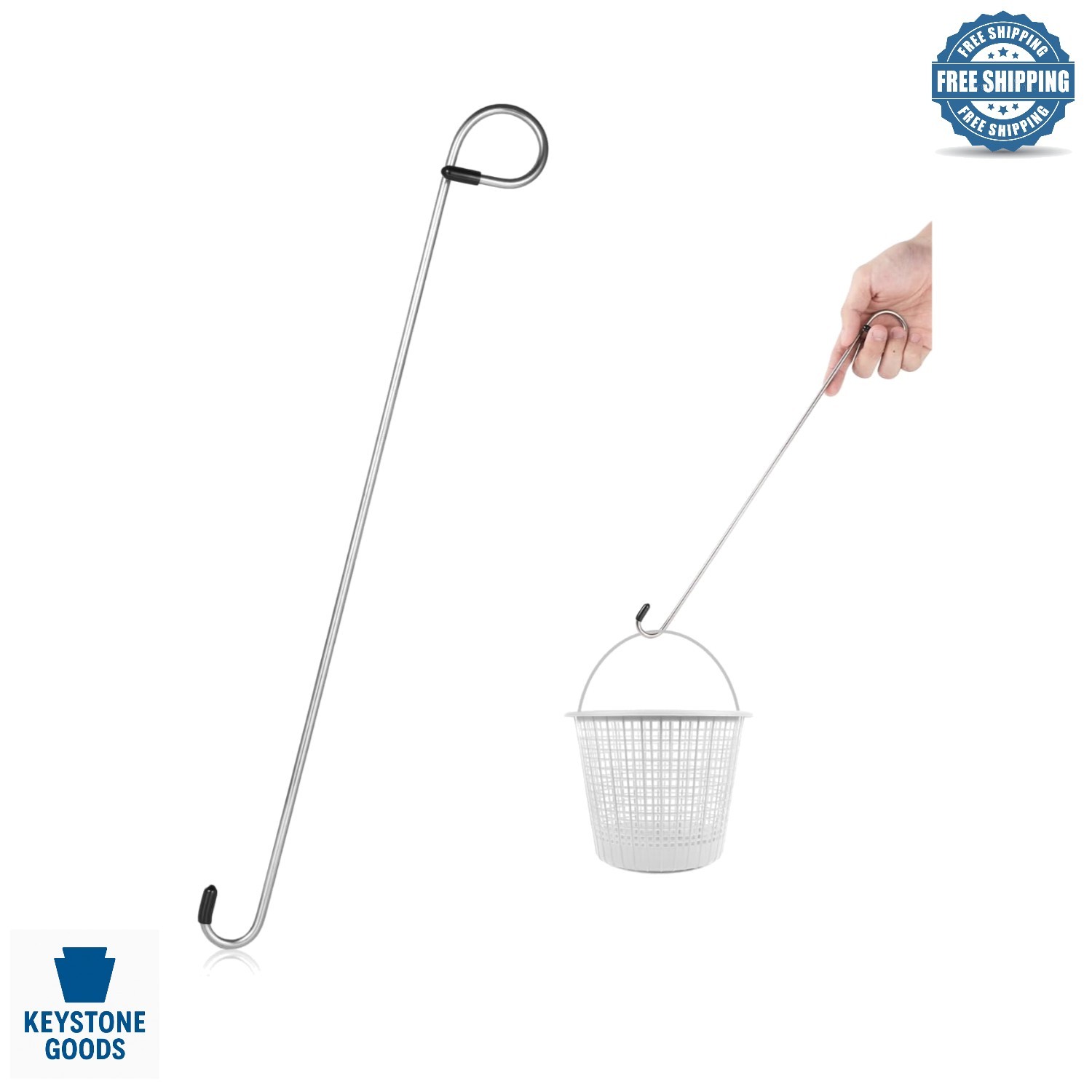 Stainless Steel Pool Skimmer Basket Hook – 13.78 Inch Debris Removal Tool for…