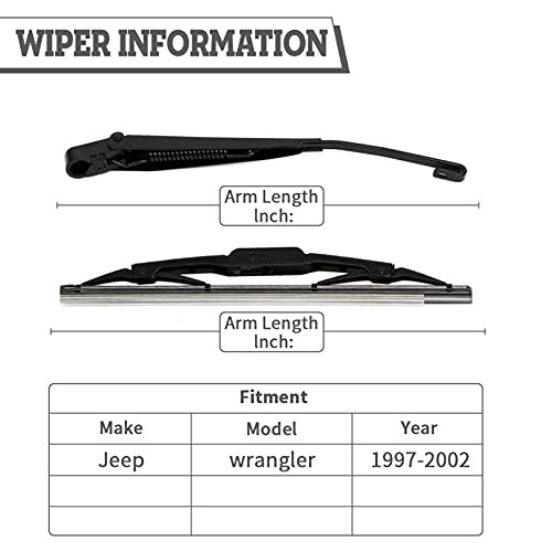 Rear Wiper Arm & Blade Kit,Exact-Fit Replacement for Jeep wrangler 1997