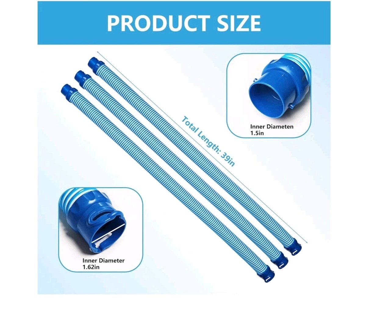 5-Pack 39&Prime; Pool Cleaner Hose for Zodiac MX6 MX8 X7 T3 T5 R0527700 Twist Lock