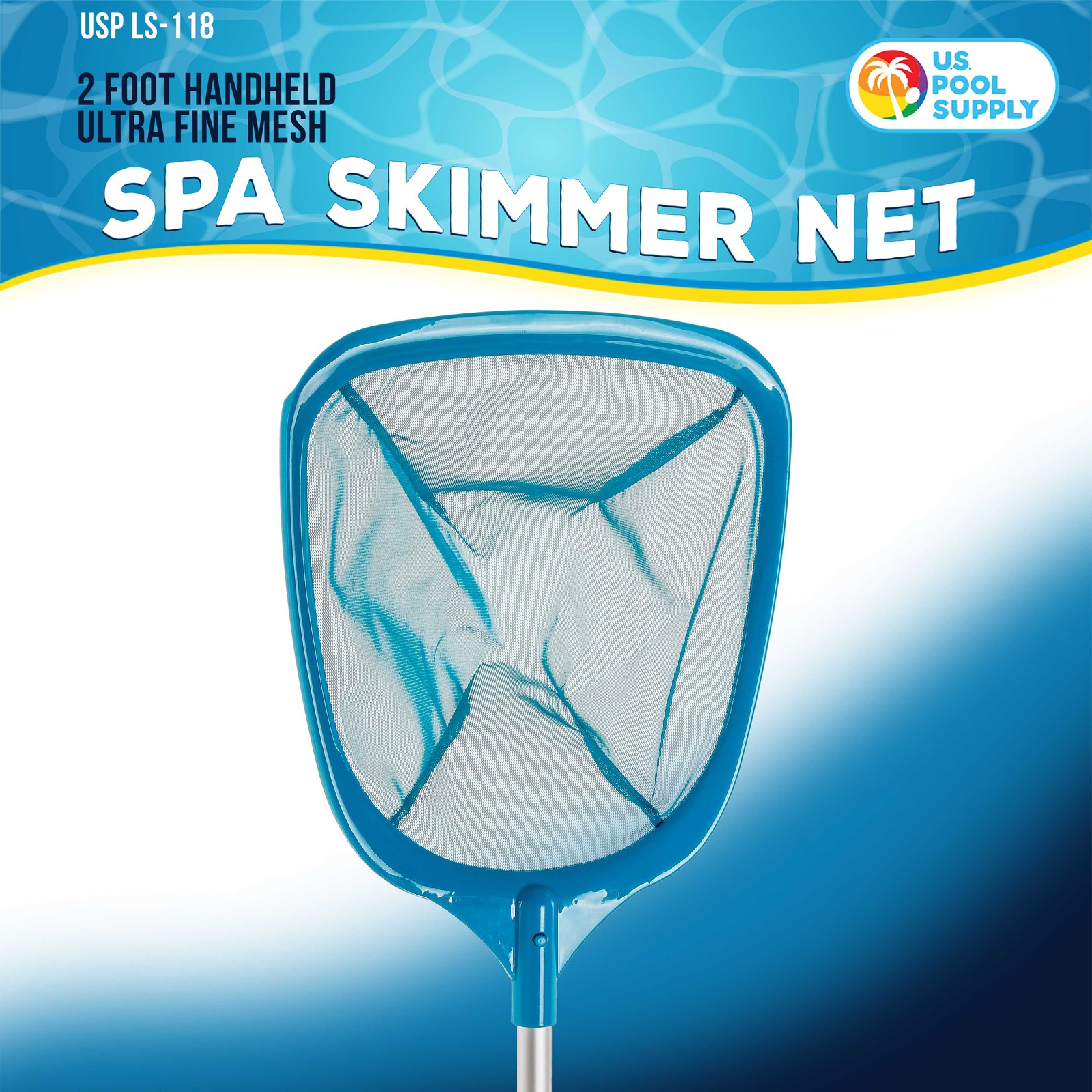 Spa Hot Tub Pool Hand Leaf Skimmer Net Ultra Fine Mesh 12&Prime; Aluminum Pole, Kiddie
