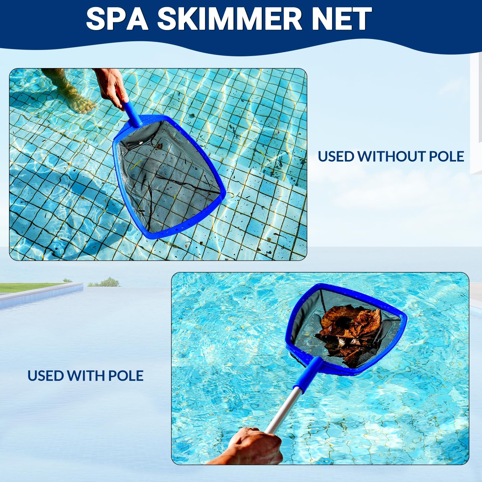 « Ultra Fine Mesh Pool Skimmer Net with Pole for Fast Clean Leaves & Debris »