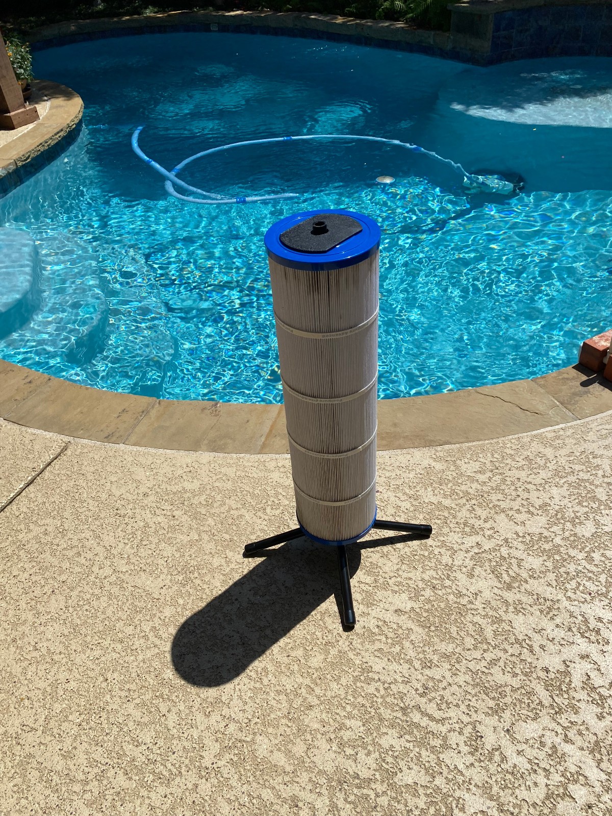 Swimming Pool Filter Cleaner Stand -Heavy-Duty Tool for 6 inch with spray nozzle