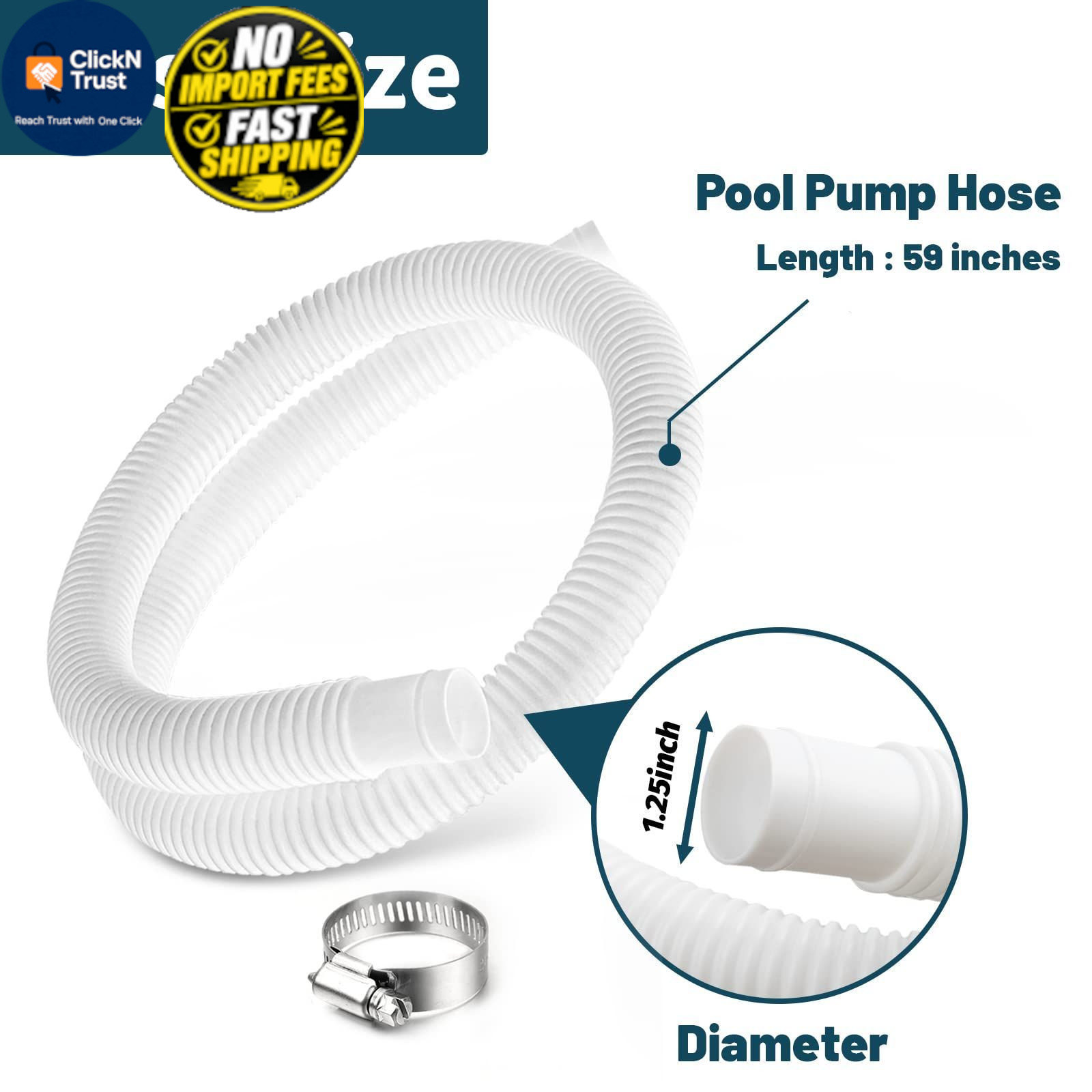 1.25&Prime; Pool Hose Replacement for Intex Pump – 59&Prime; 1.25 inches, Translucent