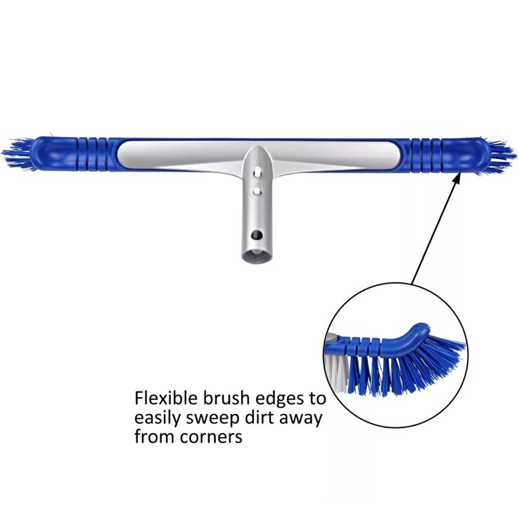 Mainstays Quality 20&Prime; Flexible Pool Brush with Aluminum Back Scrub Bristle Nice!