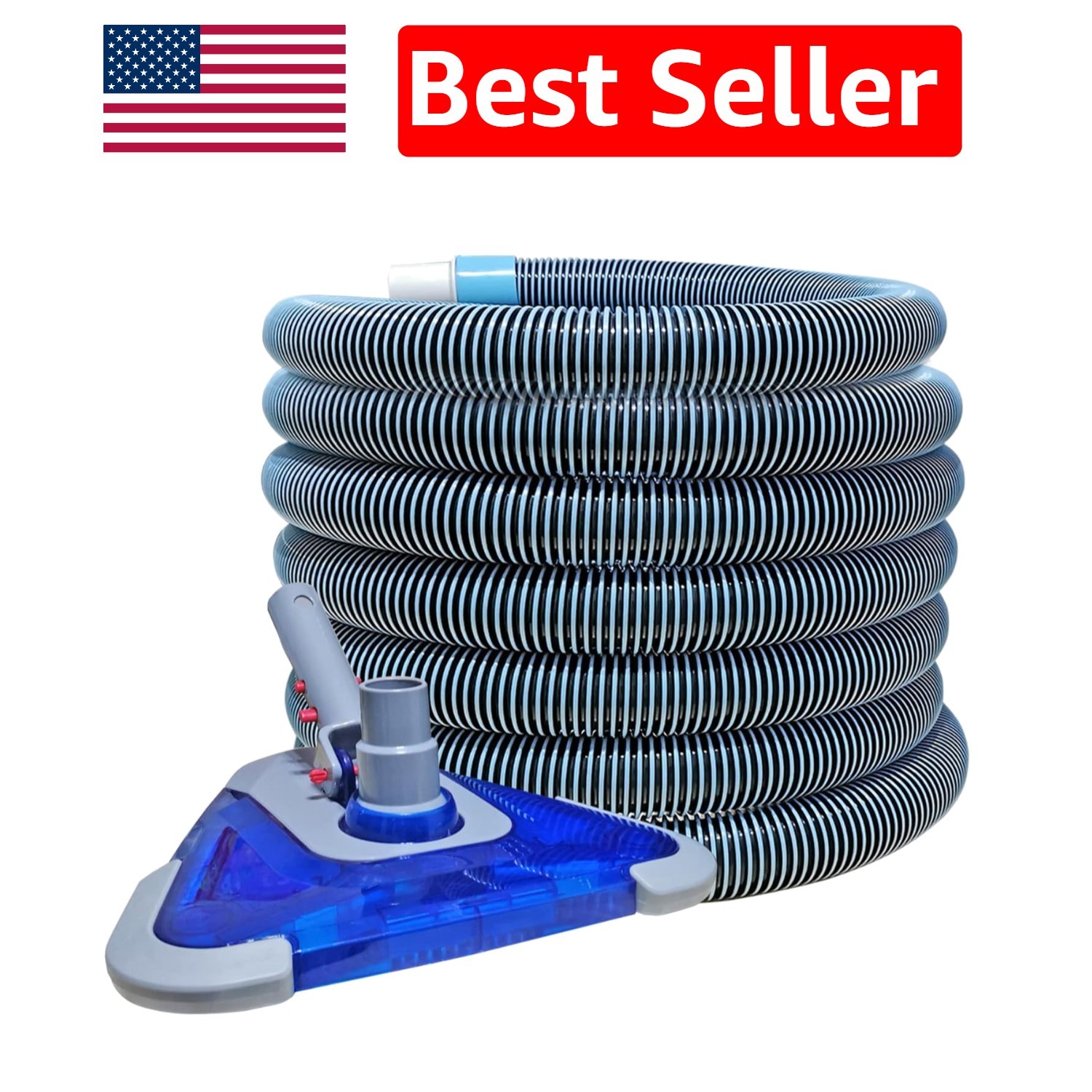 Flexible 24-Feet Pool Vacuum Hose with Triangular Head for Debris Free Pools