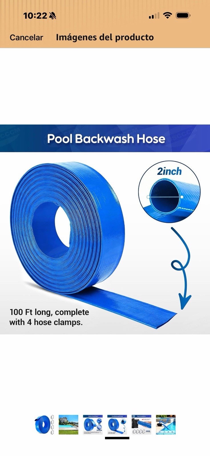MUSCCCM Pool Hose Extension 2&Prime; x 100 Ft, Weather Resistant, 4 Clamps