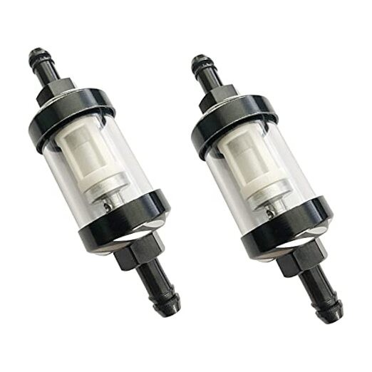 2pcs 5/16 inch 9747 Inline Fuel Filter With Clear View Glass And Chrome Hose