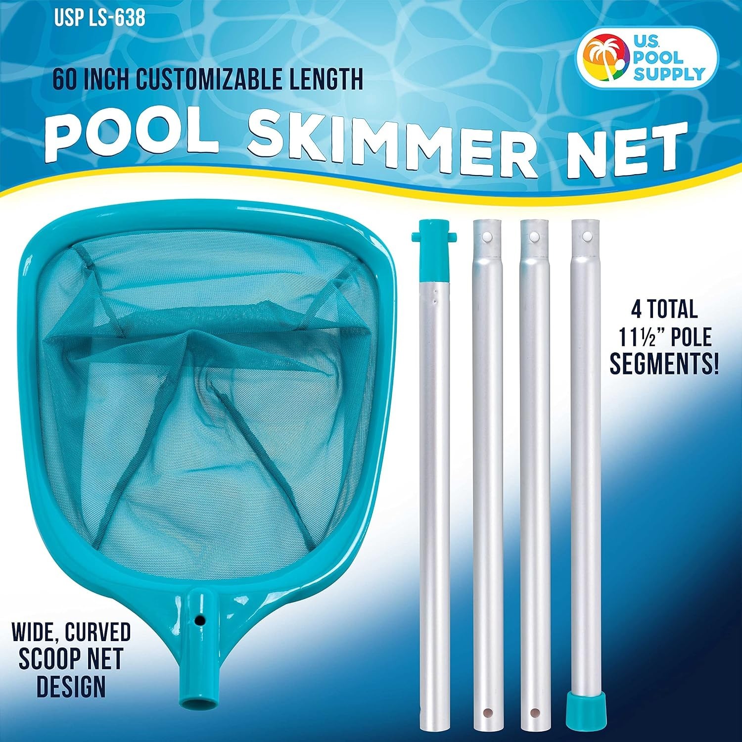 5 Foot Aluminum Leaf Skimmer Net with Telescopic Handle for Fast Pool Cleaning