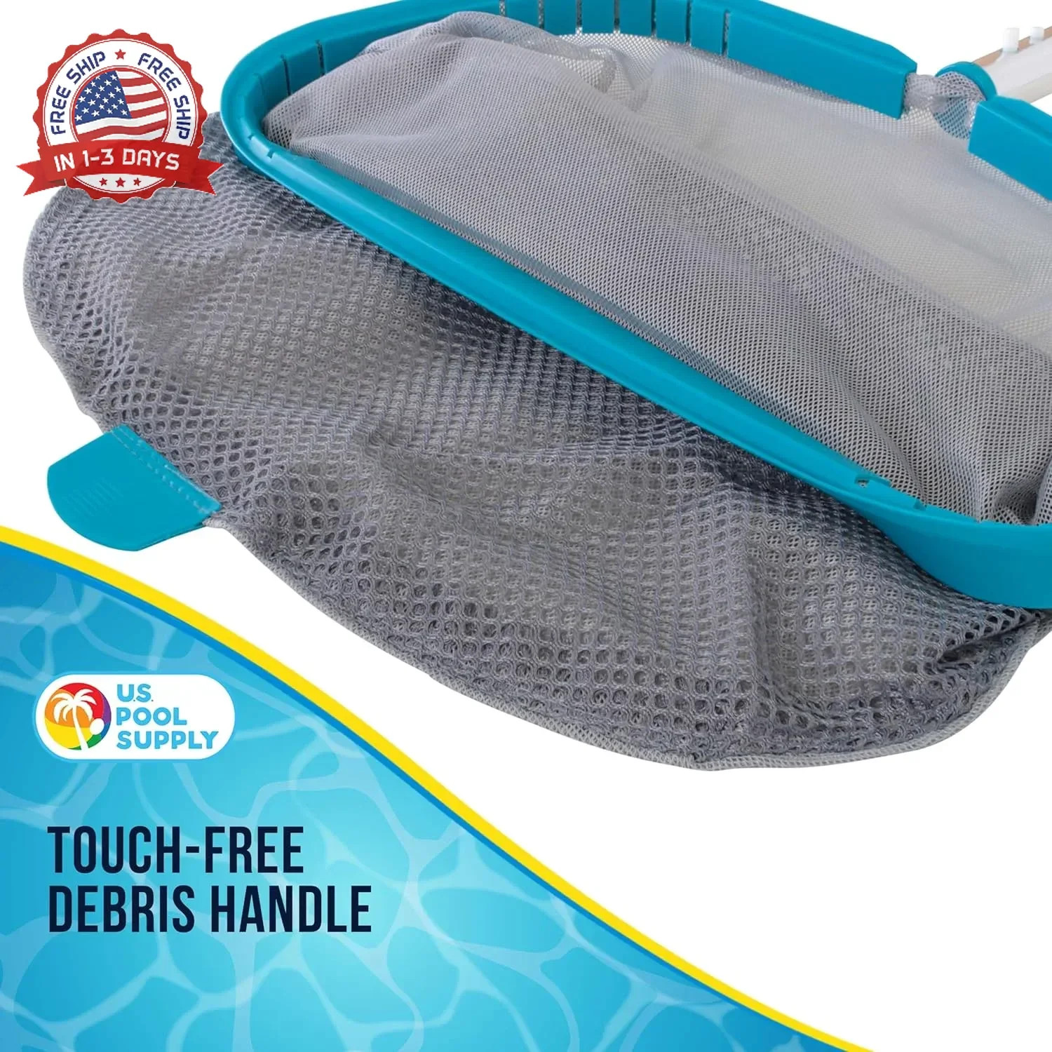 U.S. Pool Supply Pool Skimmer Net – Heavy Duty 18&Prime; Pool Net Skimmer Rake, Reinfo