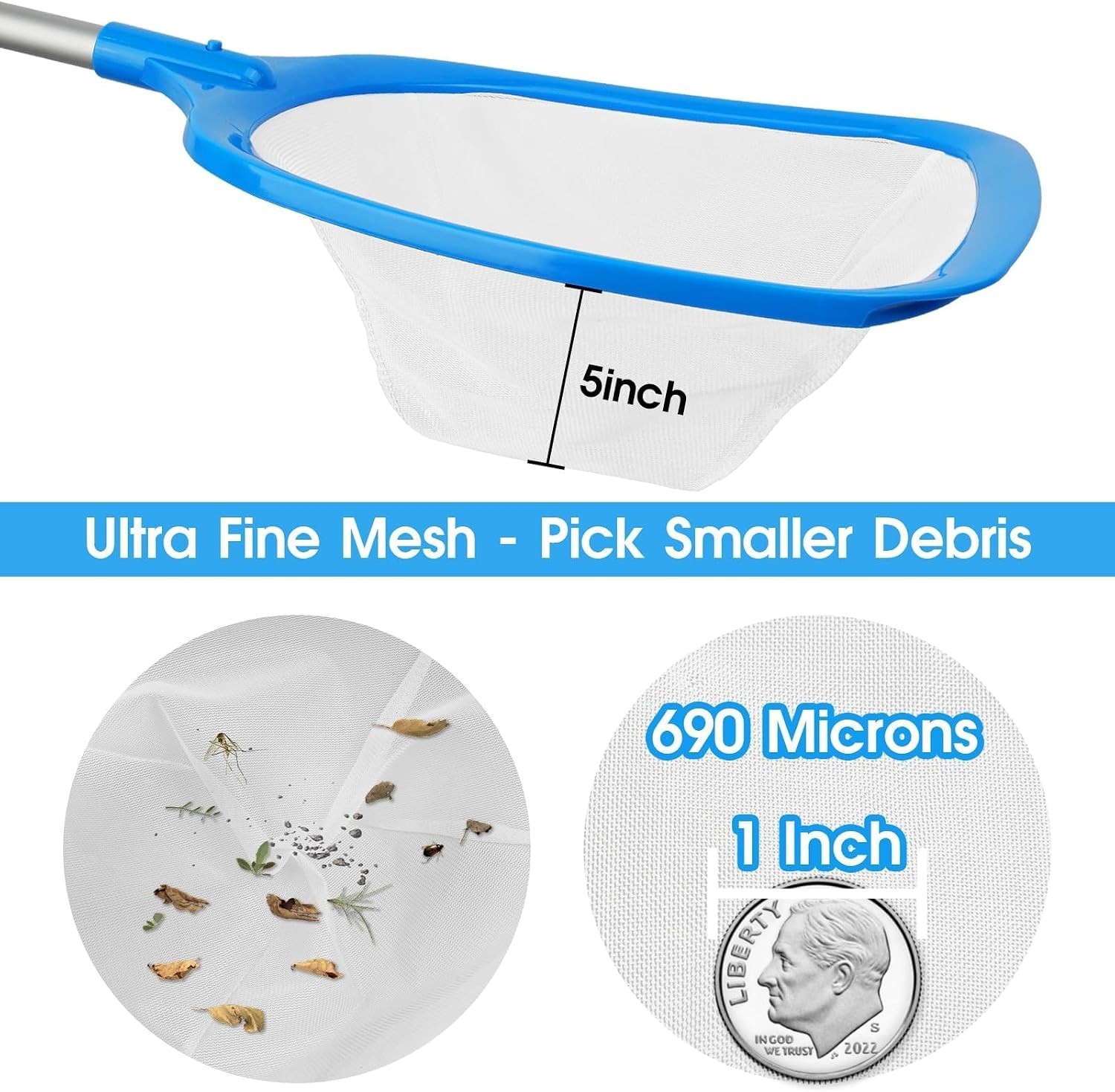 Compact 12 » Pool Skimmer Net – Lightweight with Ultra-Fine Mesh for Clear Water