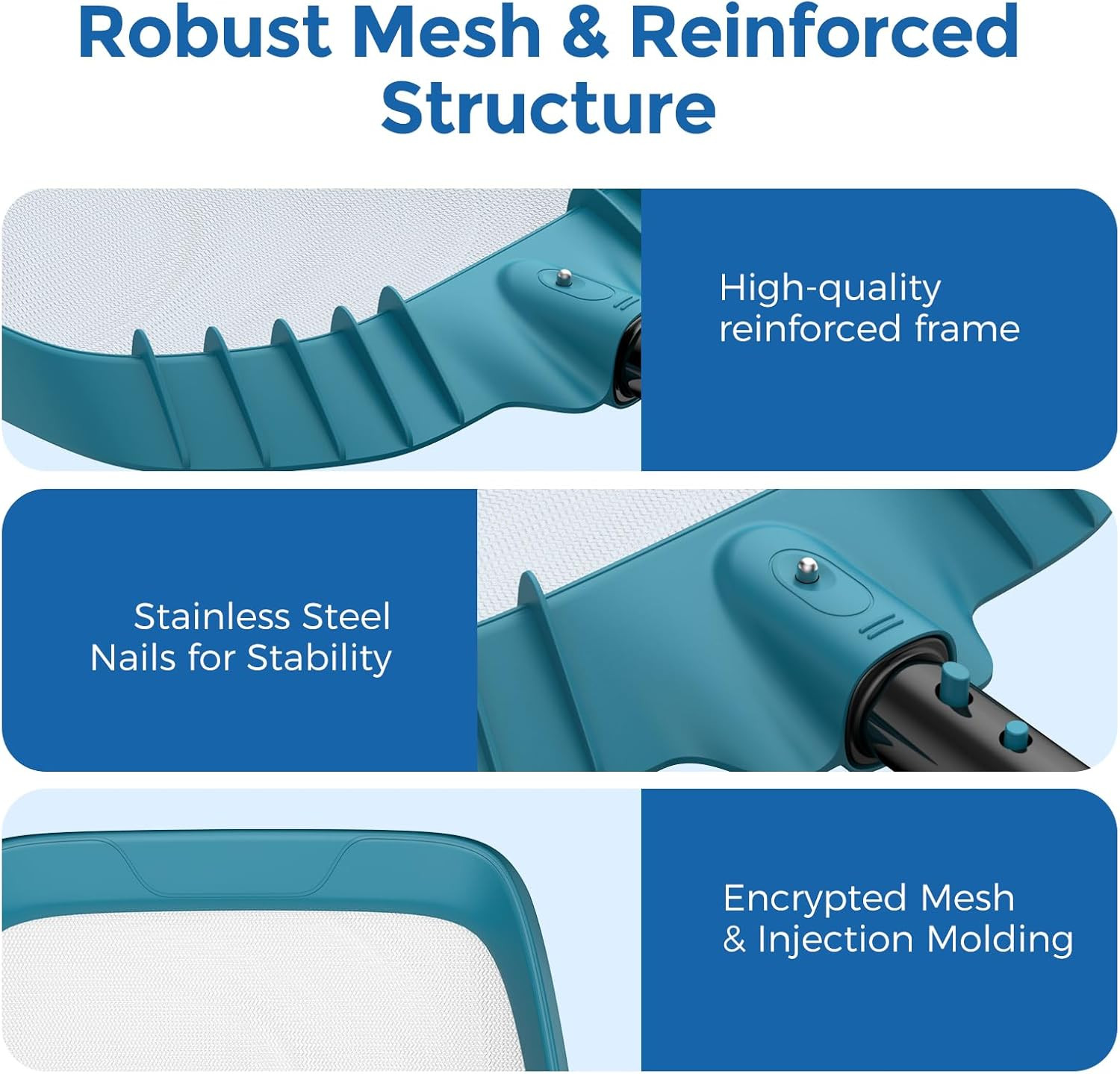 Heavy Duty 20.4&Prime; Pool Skimmer Net, Fine Mesh Leaf Cleaner