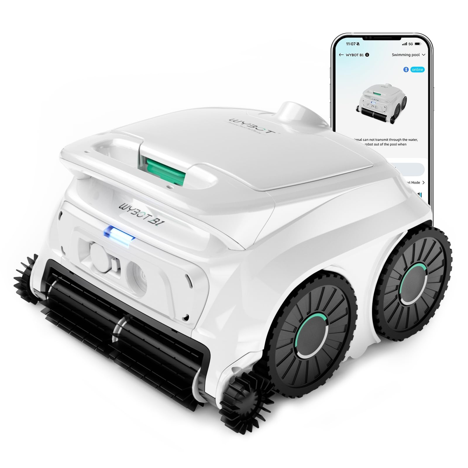 WYBOT B1 Robotic Pool Cleaner Cordless Wall Waterline Cleaning Edge Cleaning